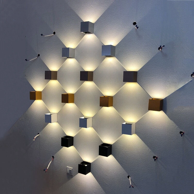 (image for) 9W Tuya WIFI Smart RGB LED Wall Lamp Outdoor Waterproof Cube RGBW APP Dimming Exterior Wall Light Atmosphere Washer Light